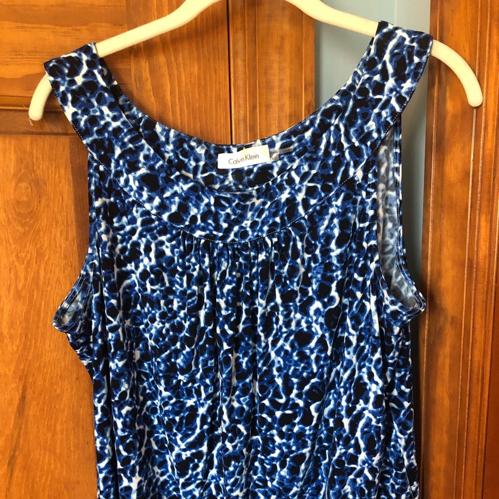 Calvin Klein blue leopard print blouse